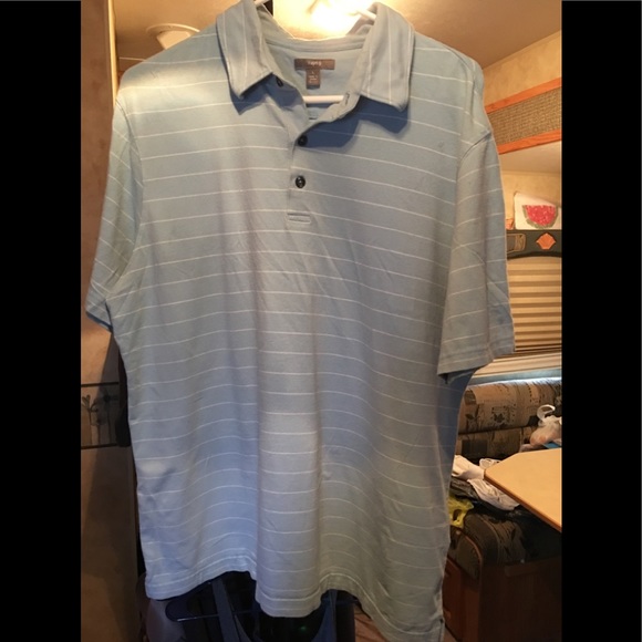 Apt. 9 men’s light blue with white stripes polo L - Picture 1 of 2